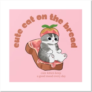 Cute Cat on The Bread Posters and Art